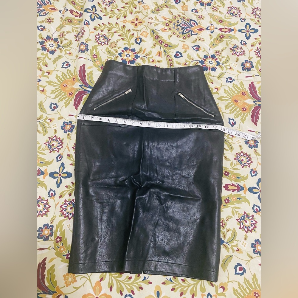 Zara Basic Authentic Leather Knee Length Skirt. S… - image 7